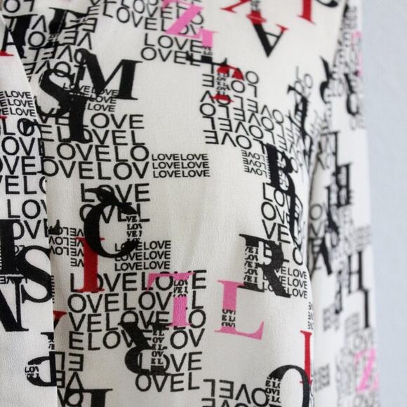 RACHEL ROY Love Print Letter Button Down Blouse Size 4 - Picture 4 of 7